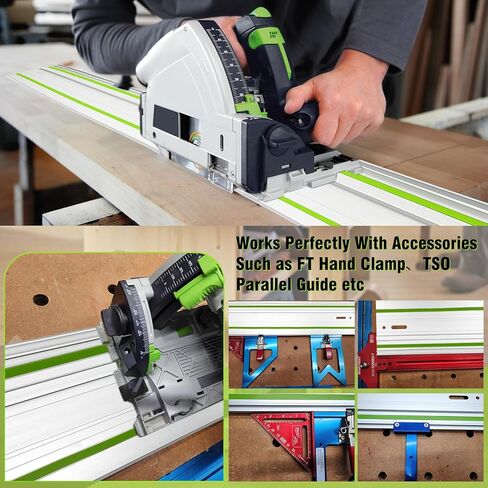 110in مسار منشار المسار السكك الحديدية لمنشار المسار festool، 55 "× 2 دليل السكك الحديدية مع موصل ل festool FS1400/2 دليل السكك الحديدية، مثالية لمنشار المسار festool وقطع النجارة الأطول، ضمان لمدة عامين in Kuwait