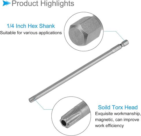 T35 Torx Head Screwdriver Bit, 6" Long 1/4 Inch Hex Shank, Magnetic Security Tamper Proof Star Drill Driver - (Applications: for Repair), 1-Pieces in Saudi Arabia