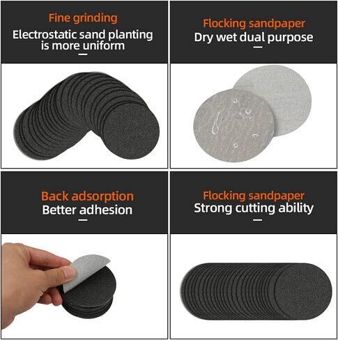 100pcs 2 inch Sanding Disc Hook and Loop, 60 Grit Wet Dry Silicon Carbide Sandpaper in Saudi Arabia