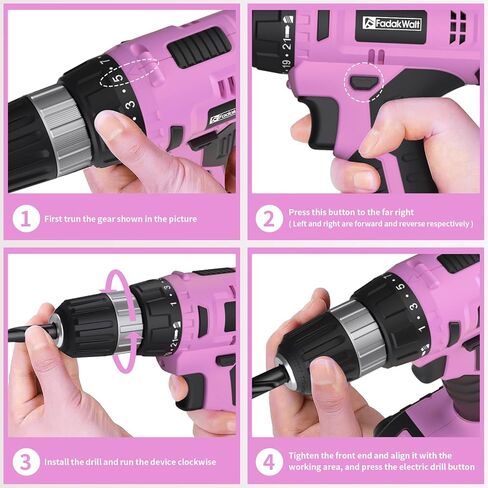 Cordless Drill Set, 20V Electric Power Drill with Battery And Charger, Torque 30N, 21+1 Torque Setting, 3/8-Inch Keyless Chuck, Drill Driver Bits Kit, with LED Electric Drill Set. in Saudi Arabia