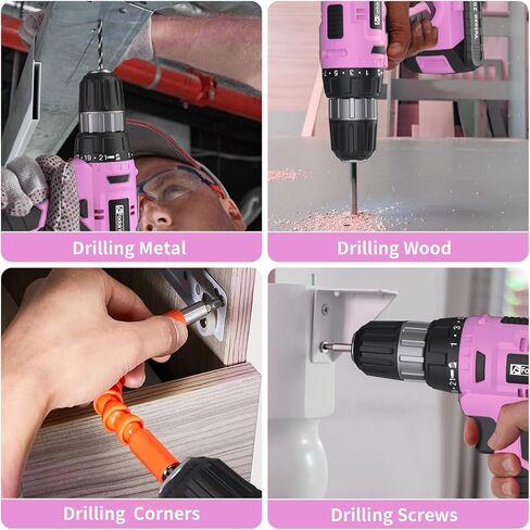 Cordless Drill Set, 20V Electric Power Drill with Battery And Charger, Torque 30N, 21+1 Torque Setting, 3/8-Inch Keyless Chuck, Drill Driver Bits Kit, with LED Electric Drill Set. in Saudi Arabia