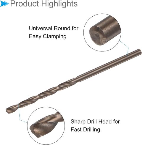 Cobalt Twist Drill Bits, 2.6mm Cutting Diameter 0.1" Shank, M35 High-Speed Steel Jobber Drill Bit Set (Applications: for Metal Wood Plastic), 12-Pieces in Saudi Arabia