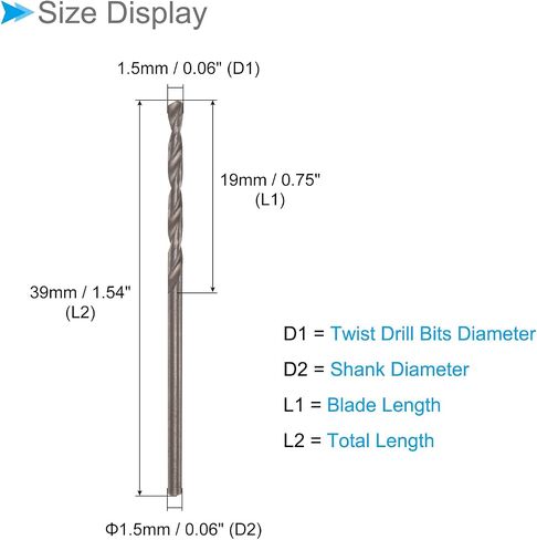 Cobalt Twist Drill Bits, 2.6mm Cutting Diameter 0.1" Shank, M35 High-Speed Steel Jobber Drill Bit Set (Applications: for Metal Wood Plastic), 12-Pieces in Saudi Arabia