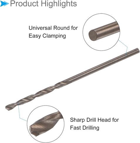 Cobalt Twist Drill Bits, 2.6mm Cutting Diameter 0.1" Shank, M35 High-Speed Steel Jobber Drill Bit Set (Applications: for Metal Wood Plastic), 12-Pieces in Saudi Arabia