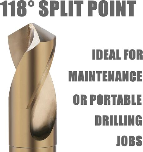 1-1/2'' Twist Drill Bit, HSS M2 Quick Change Jobber Drill Bit with 1/2'' Round Shank, 118 Degree Split Point, Ideal for Steel, Copper, Aluminum, Zinc Alloy, Wood and Plastic in Kuwait