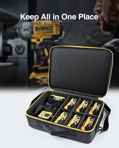 Luxtude Extra Large Battery Holder Case for Dewalt/Milwaukee/Makita/Ryobi 12V/18V/20V Battery & Charger, Tool Bag for DEWALT Holds 20V 2.0/3.0/4.0/5.0/6.0/9.0-Ah Batteries, Adapter,Bag Only in Saudi Arabia