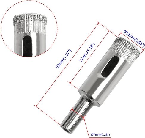 1Pcs cutting diameter 14mm(9/16") diamond drill bits, hollow drill bits, hole saw diamond bits, suitable for opening holes in glass, ceramics, marble and other materials in Saudi Arabia