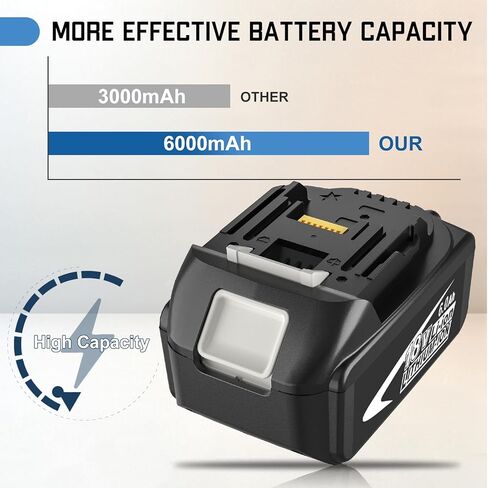 6.0Ah BL1860B Replacement Battery Compatible with Makita 18V Battery Lithium-ion Compatible with Makita 18 Volt BL1850B BL1840B BL1830B BL1835 BL1840 BL1850 BL1860 LXT400 Battery with LED Indicator in Kuwait