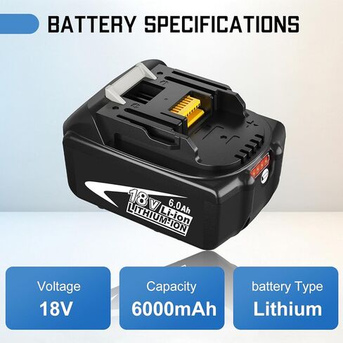 6.0Ah BL1860B Replacement Battery Compatible with Makita 18V Battery Lithium-ion Compatible with Makita 18 Volt BL1850B BL1840B BL1830B BL1835 BL1840 BL1850 BL1860 LXT400 Battery with LED Indicator in Kuwait