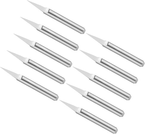 Engraving CNC Router Bits, 0.1mm (0.004") Tip Width 15 Degree Angle 1/8" Shank Solid Carbide 2-Flute V Groove Carving Bits - (Applications: for Wood Acrylic Plastic), 10-Pieces in Saudi Arabia