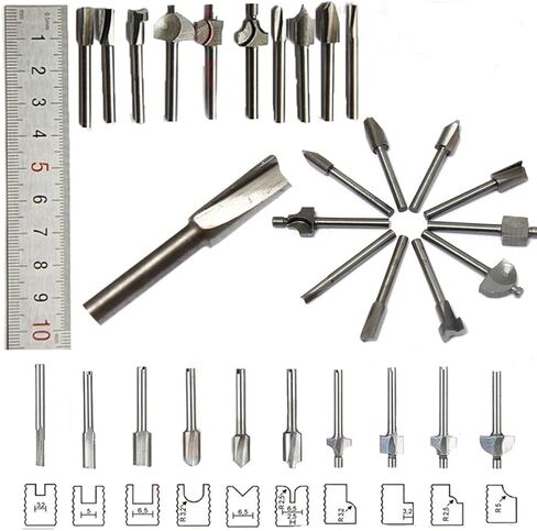 CLAHJQX 10 قطعة HSS راوتر بت قاطع خشب طقم طحن 1/8 "3.2 مللي متر قاطع الطحن نمط القاطع لآلة الحفر المقلم in Kuwait
