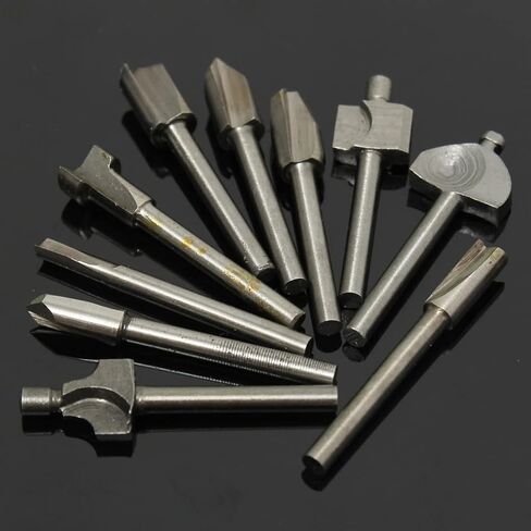 CLAHJQX 10 قطعة HSS راوتر بت قاطع خشب طقم طحن 1/8 "3.2 مللي متر قاطع الطحن نمط القاطع لآلة الحفر المقلم in Kuwait