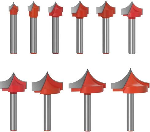 10PCS Groove Router Bit Set - 6mm Shank - V Groove Point Cutting Roundover Router Bit-Carbide Engraving Bits Woodworking Chamfer Bevel Cutter Tool in Saudi Arabia