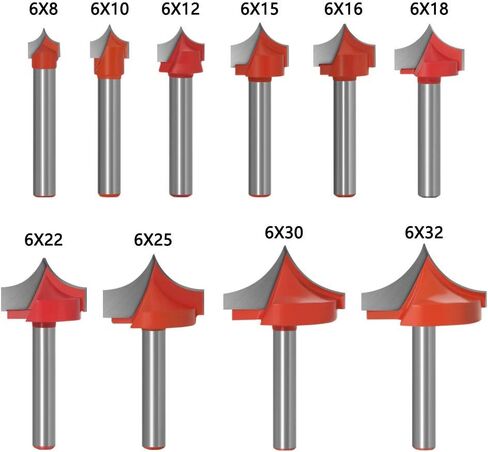 10PCS Groove Router Bit Set - 6mm Shank - V Groove Point Cutting Roundover Router Bit-Carbide Engraving Bits Woodworking Chamfer Bevel Cutter Tool in Saudi Arabia