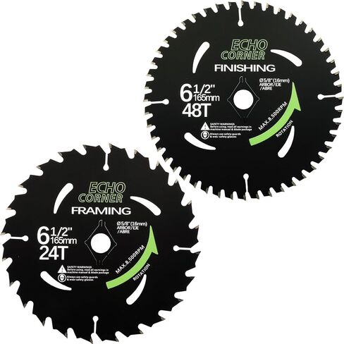 6-1/2" Wood Cutting Circular Saw Blade Heavy Duty Combo Pack, 48Tooth+24Tooth 5/8" Arbor Non-Stick Coating in Saudi Arabia