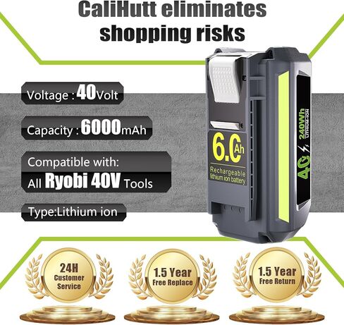 ترقية 6.0Ah 40V استبدال البطارية لبطارية Ryobi 40V OP4060 لـ Ryobi 40Volt أداة لاسلكية بطارية ليثيوم أيون OP4015 OP4026 OP40201 OP40261 OP4030 OP40301 OP4040 OP40401 OP4050 OP40601 in Kuwait