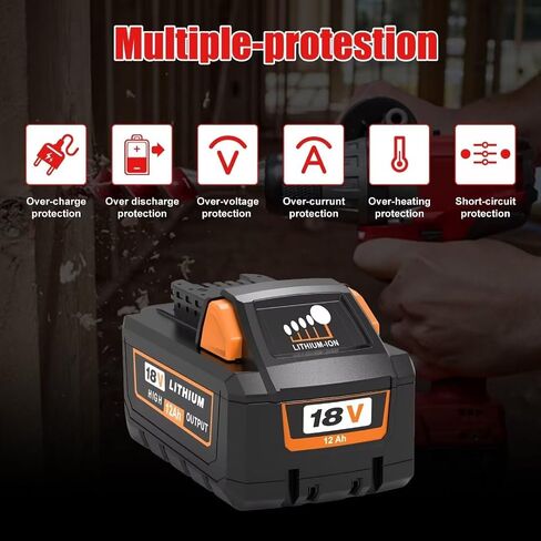 Upgraded to 12000mAh High Capacity Replacement Battery Compatible with Milwaukee 18 Volt Battery Lithium 48-11-1880, 48-11-1815, 48-11-1820, 48-11-1840, 48-11-1850 48-11-1860 Cordless Tools(Orange) in Saudi Arabia