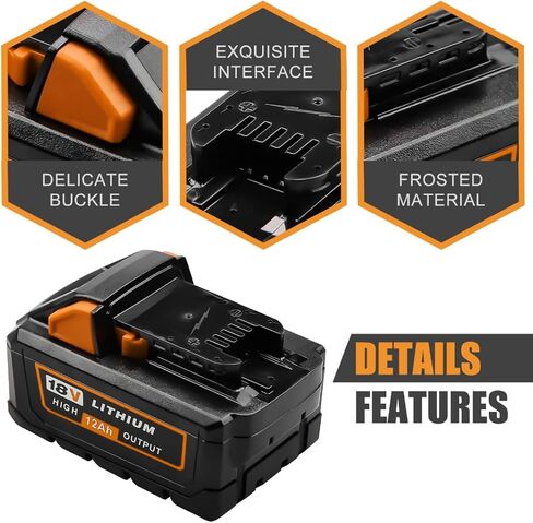 Upgraded to 12000mAh High Capacity Replacement Battery Compatible with Milwaukee 18 Volt Battery Lithium 48-11-1880, 48-11-1815, 48-11-1820, 48-11-1840, 48-11-1850 48-11-1860 Cordless Tools(Orange) in Saudi Arabia