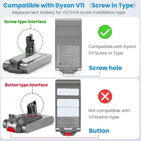 بطارية V11 لاستبدال بطارية دايسون 6000 مللي أمبير في الساعة 25.2 فولت ليثيوم أيون متوافقة مع مكنسة كهربائية لاسلكية دايسون أبسولوت كومبليت فلافي SV14 (برغي في النوع) in Kuwait