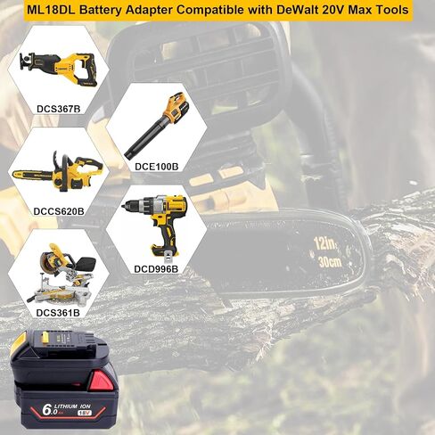 ML18DL Adapter Compatible with Milwaukee M18 18V Battery to Replacement for Dewalt 20V Battery, Battery Converter Compatible with DeWalt 20V Tools in Saudi Arabia