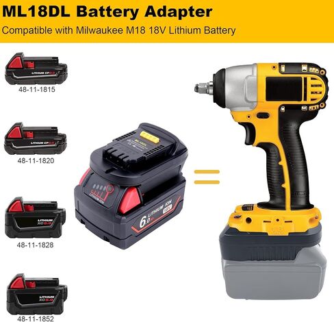 ML18DL Adapter Compatible with Milwaukee M18 18V Battery to Replacement for Dewalt 20V Battery, Battery Converter Compatible with DeWalt 20V Tools in Saudi Arabia