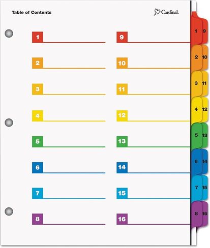 Cardinal by TOPS Products OneStep Printable Table of Contents and Index Dividers, 32-Tab, Numbered, Multi-Color (60970) in Saudi Arabia