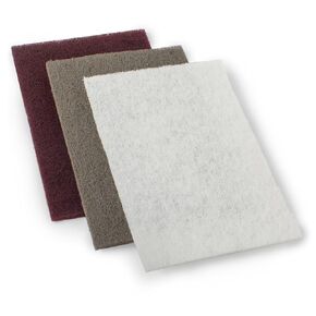 StewMac 3M Scotch-Brite Abrasive Scuff Pads, Set of 3 Different Grades - General Purpose, Ultra Fine, and Light Duty - for Cleaning, Polishing, and Refinishing - 6" X 9"