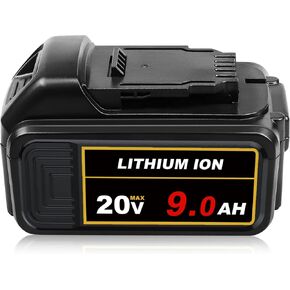 Upgraded 21700 Cell, 9.0Ah DCB207 Replacement for Dewalt 20V Battery Compatible with Dewalt 20 Volt Battery DCB206 DCB203 DCB201 DCD/DCF/DCG/DCS Series Cordless Tools with LED Display(Black)