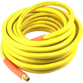 Forney 75436 Air Hose, Yellow Rubber with 3/8-Inch Male NPT Fittings On Both Ends, 3/8-Inch-by-50-Feet,Medium