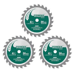 TOMAX 3 Pack 4-1/2-Inch 24T TCT Carbide Tipped Teeth Compact Circular Saw Blade with 3/8-Inch Arbor, General Purpose for Long-Lasting Cuts in Wood, Plastic and Composite Materials