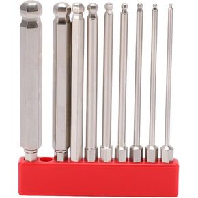 9pcs Hex Screwdriver Bit Set, Rustproof S2 Steel Magnetic Ball Head Hex Bits 1/4 Inch Hex Shank Metric Ball End Hex Screwdriver Bit for H1.5/2.0/2.5/3.0/4.0/5.0/6.0/8.0/10(mm) (100mm)
