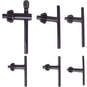 Drill Chuck Wrench,T-Handle Chuck Key,Drill Universal Chuck Key,Drill Press Replacement Drill Chuck Keys Kit for 0.3-4/0.6-6/1.5-10/1.5-13/3-16/5-20mm Drill Chuck,Chrome Vanadium Steel,Black (6 Pcs)