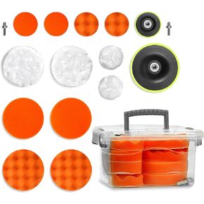 VViViD 16pcs Car Essentials Polishing and Buffing Pad Kit 5 Inch and 3 Inch Foam Auto Finishing Pads for Washing Polishing Cleaning Waxing and Dusting Vehicle Care