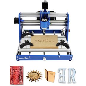 CNC Router Machine 3018 Blue All-Metal for Beginner with Emergency-Stop 3 Axis GRBL Control Engraving Machine Milling Carving for Wood Acrylic MDF PVC Plastic, 300X180X60mm (775Motor)