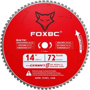 FOXBC 14 Inch Metal Steel Cutting Saw Blade 72 Tooth for Evolution 14 Inch Saw and other, Cermel Carbide Up to 5X Longer Life in Kuwait