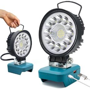Work Light 34W 5000LM Flashlight Compatible with Makita 18v LXT Battery, 2 Brightnesses Light 18v LED Work Light with USB and Type-C 18v Spotlight Tools Construction Camping Lights