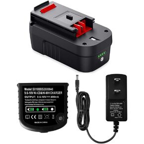 18V 6.0Ah Lithium-ion HPB18 Battery with Charger Replacement, Compatible with Black and Decker HPB18 HPB18-OPE 244760-00 A1718 FS18FL FSB18 Firestorm Battery
