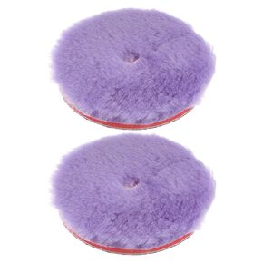 2pcs Wool Polishing Pads, 5.5 inch Purple Wool Buffing Wheel with Hook and Loop for Car Polisher Car Polishing and Buffing