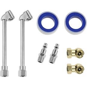 8 Pieces Brass Air Chuck Set, 1/4" Closed Ball Air Chucks, 1/4" Dual Head Tire Chuck Closed Ball Air Chuck and 1/4" Male Air Plug with Tape for Tire Inflator Gauge and Air Compressor