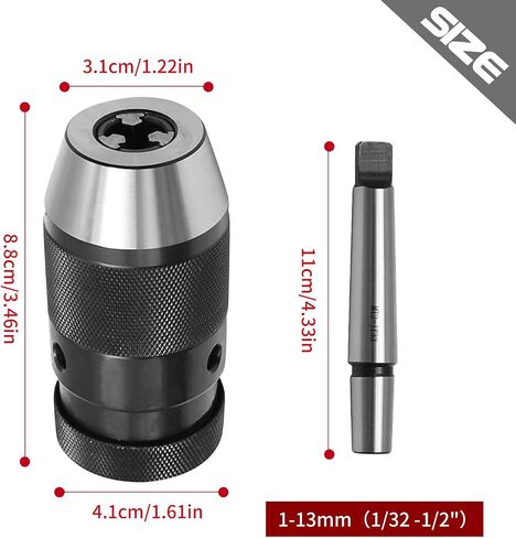 1/32" -1/2" JT33 Chuck MT2-JT33 Drill Chuck Adapter R8 Keyless Chuck in Saudi Arabia