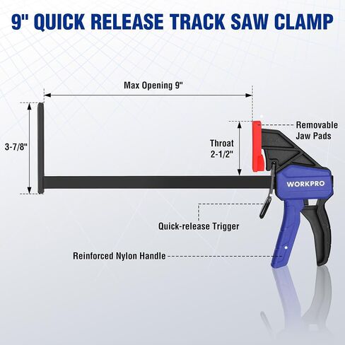 WORKPRO 9" Track Saw Clamps, Quick Release Track Saw Guide Rail Clamp for Woodworking, Circular Saw Guide Rail System, 150lbs Load Limit x 2-1/2" Throat Depth, 2PC in Saudi Arabia