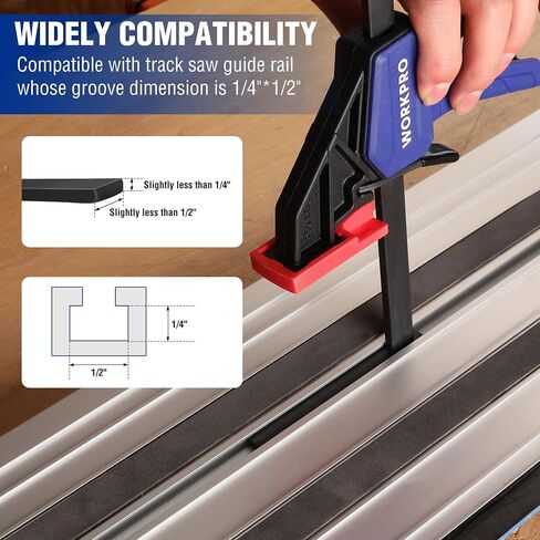 WORKPRO 9" Track Saw Clamps, Quick Release Track Saw Guide Rail Clamp for Woodworking, Circular Saw Guide Rail System, 150lbs Load Limit x 2-1/2" Throat Depth, 2PC in Saudi Arabia