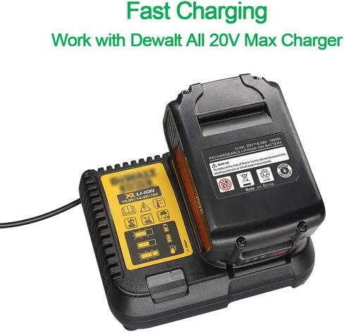 بطارية بديلة 20 فولت 6.0 أمبير متوافقة مع بطارية ديوالت 20 فولت ماكس XR ليثيوم أيون DCB204 DCB206 DCB200 DCB180 DCD985B DCD771C2 DCS355D1 DCD790B in Kuwait