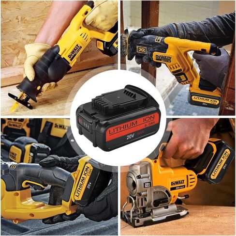 بطارية بديلة 20 فولت 6.0 أمبير متوافقة مع بطارية ديوالت 20 فولت ماكس XR ليثيوم أيون DCB204 DCB206 DCB200 DCB180 DCD985B DCD771C2 DCS355D1 DCD790B in Kuwait