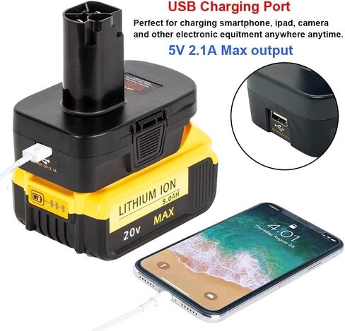محول بطارية USB لديوالت ولميلووكي إلى محول بطارية حرفي، مناسب لديوالت 18 فولت-20 فولت ولبطاريات ليثيوم ميلووكي 18 فولت M18، يعمل مع أداة لاسلكية من سلسلة Craftsman C3 19.2 فولت in Saudi Arabia