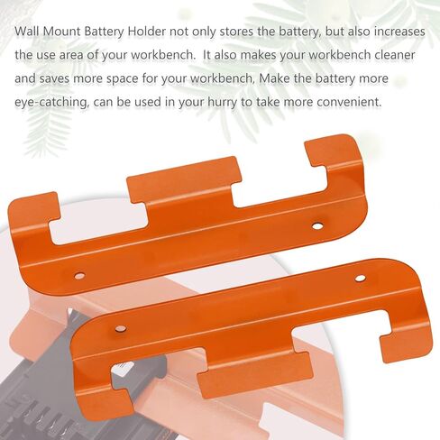 (عبوتان) حامل تخزين البطارية لبطارية بلاك آند ديكر 20 فولت، حامل بطارية مثبت على الحائط، فتحات بطاريات سميكة من الحديد المطاوع شديدة التحمل، يناسب تخزين المرآب وورش العمل والأرفف - فتحتان برتقاليتان in Kuwait