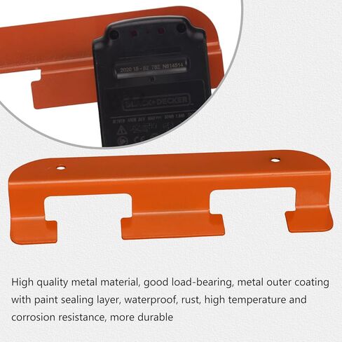 (عبوتان) حامل تخزين البطارية لبطارية بلاك آند ديكر 20 فولت، حامل بطارية مثبت على الحائط، فتحات بطاريات سميكة من الحديد المطاوع شديدة التحمل، يناسب تخزين المرآب وورش العمل والأرفف - فتحتان برتقاليتان in Kuwait