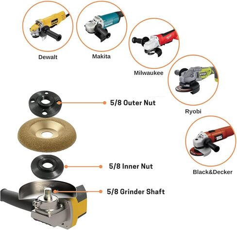 8 قطع من صواميل شفة طاحونة الزوايا 4 بوصات مناسبة لجميع 4-1/2 بوصة مع مفتاح ربط قابل للتعديل لاستبدال شفة طاحونة زاوية ماكيتا وريوبي وديوالت وميلووكي والحرفيين in Kuwait