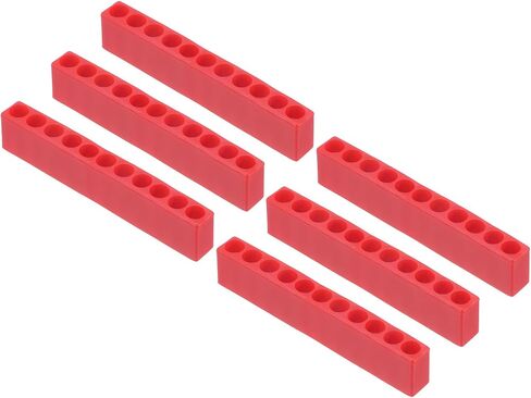 HARFINGTON 6pcs Plastic Hex Shank Screwdriver Bit Holder Organizer 7 Holes 1/4 Inch Plastic Drill Bits Storage Case for Any 1/4" Hex Shank Metal Driver Bits Use, Red in Saudi Arabia