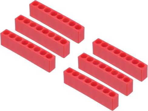 HARFINGTON 6pcs Plastic Hex Shank Screwdriver Bit Holder Organizer 7 Holes 1/4 Inch Plastic Drill Bits Storage Case for Any 1/4" Hex Shank Metal Driver Bits Use, Red in Saudi Arabia
